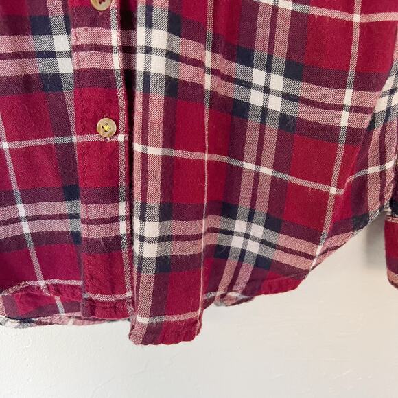 Garage Burgundy Plaid Button Down Shirt Extra Small - Picture 2 of 5
